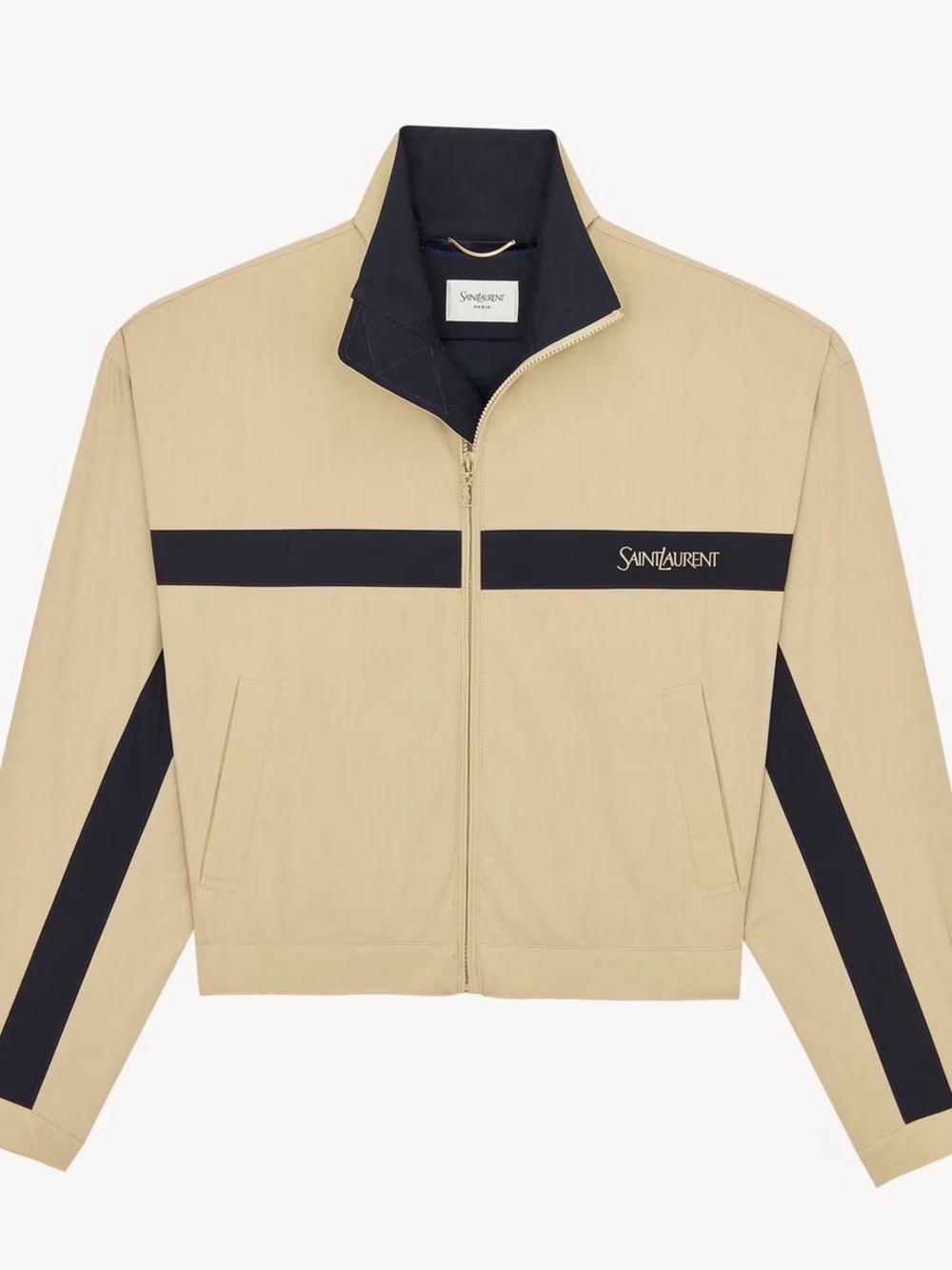 Saint Laurent Beige Jacket with Black Contrast Stripes